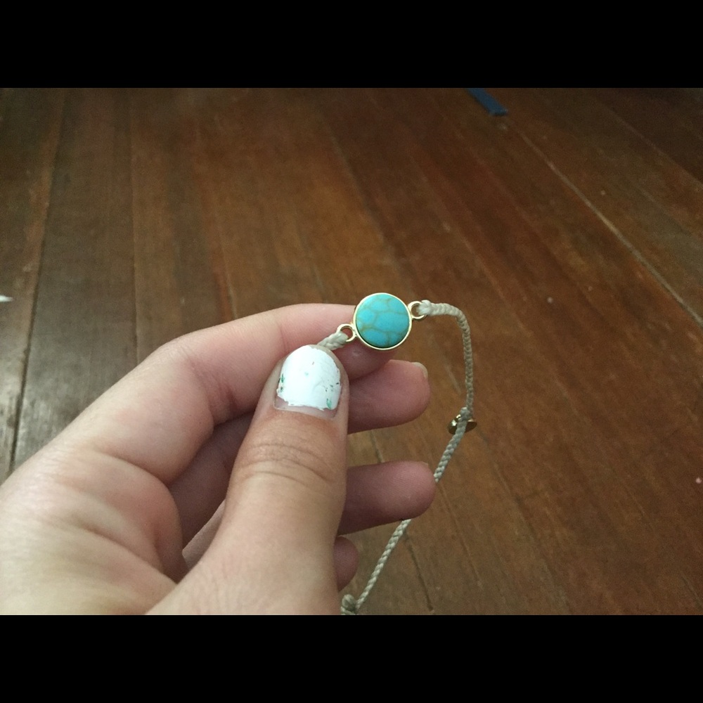 white bracelet with turquoise stone🥰